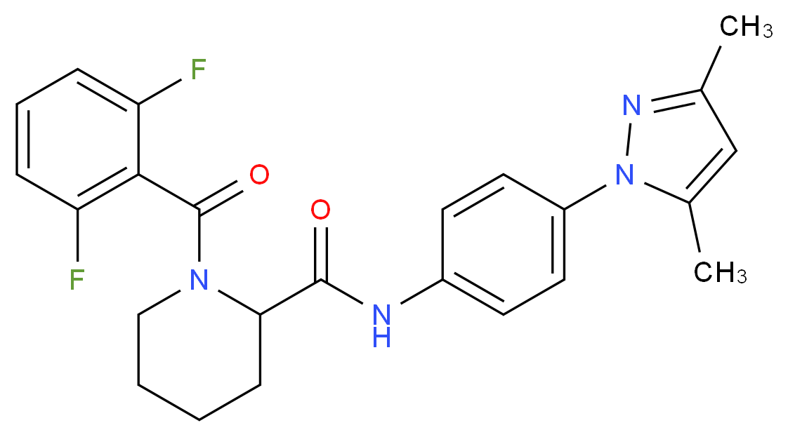 1-(2,6-difluorobenzoyl)-N-[4-(3,5-dimethyl-1H-pyrazol-1-yl)phenyl]-2-piperidinecarboxamide_Molecular_structure_CAS_)
