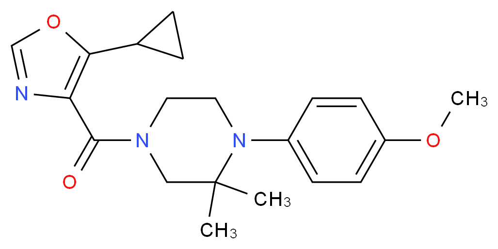 4-[(5-cyclopropyl-1,3-oxazol-4-yl)carbonyl]-1-(4-methoxyphenyl)-2,2-dimethylpiperazine_Molecular_structure_CAS_)