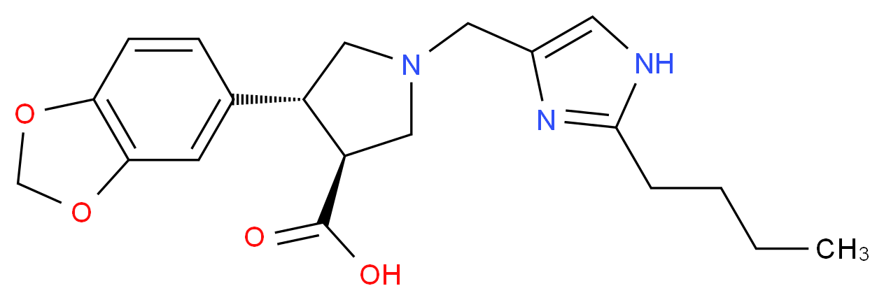 (3S*,4R*)-4-(1,3-benzodioxol-5-yl)-1-[(2-butyl-1H-imidazol-4-yl)methyl]pyrrolidine-3-carboxylic acid_Molecular_structure_CAS_)