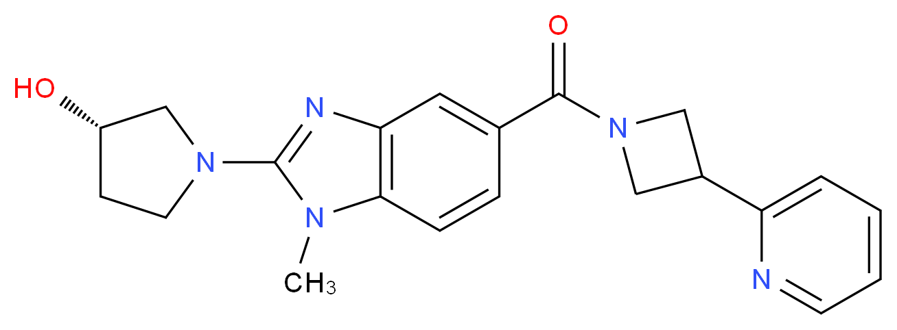 (3S)-1-(1-methyl-5-{[3-(2-pyridinyl)-1-azetidinyl]carbonyl}-1H-benzimidazol-2-yl)-3-pyrrolidinol_Molecular_structure_CAS_)