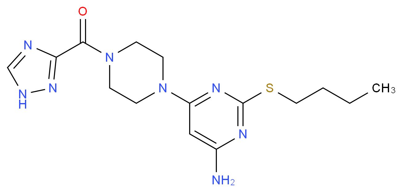 2-(butylthio)-6-[4-(1H-1,2,4-triazol-3-ylcarbonyl)piperazin-1-yl]pyrimidin-4-amine_Molecular_structure_CAS_)
