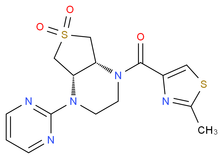 (4aS*,7aR*)-1-[(2-methyl-1,3-thiazol-4-yl)carbonyl]-4-pyrimidin-2-yloctahydrothieno[3,4-b]pyrazine 6,6-dioxide_Molecular_structure_CAS_)