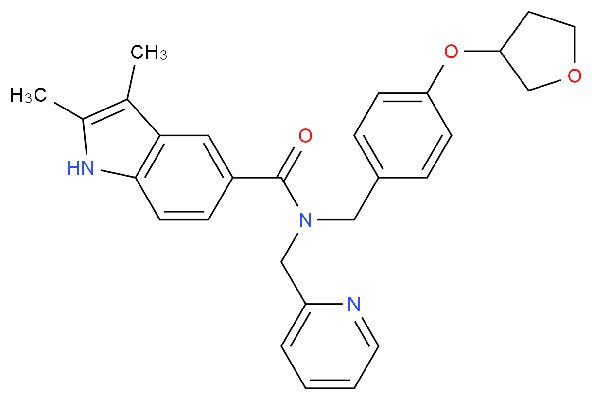 2,3-dimethyl-N-(2-pyridinylmethyl)-N-[4-(tetrahydro-3-furanyloxy)benzyl]-1H-indole-5-carboxamide_Molecular_structure_CAS_)