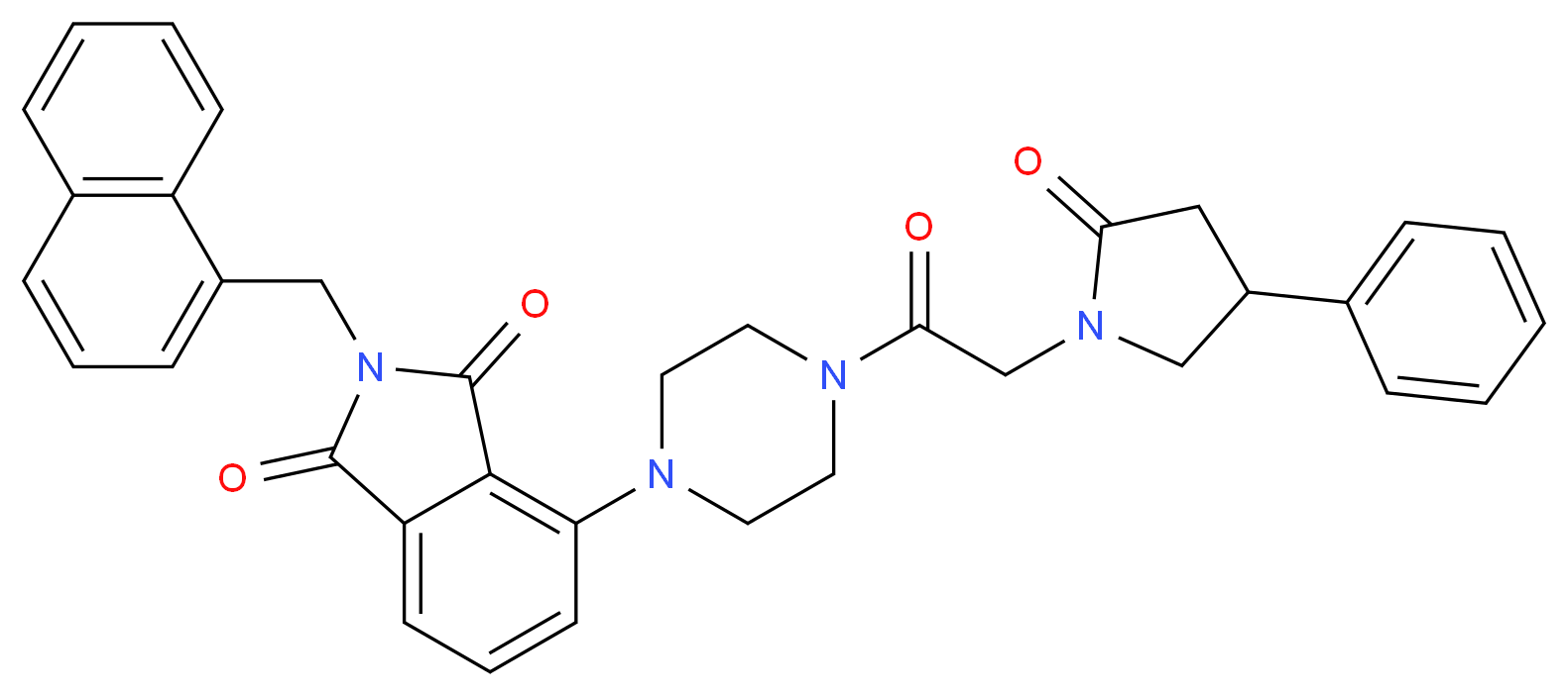 2-(1-naphthylmethyl)-4-{4-[(2-oxo-4-phenyl-1-pyrrolidinyl)acetyl]-1-piperazinyl}-1H-isoindole-1,3(2H)-dione_Molecular_structure_CAS_)