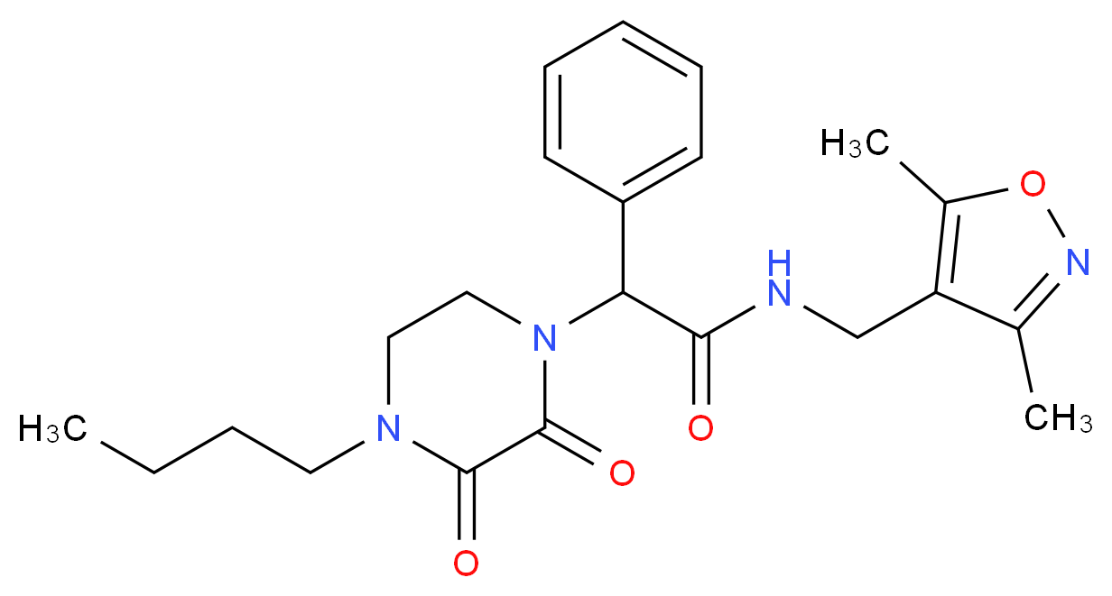 2-(4-butyl-2,3-dioxopiperazin-1-yl)-N-[(3,5-dimethylisoxazol-4-yl)methyl]-2-phenylacetamide_Molecular_structure_CAS_)