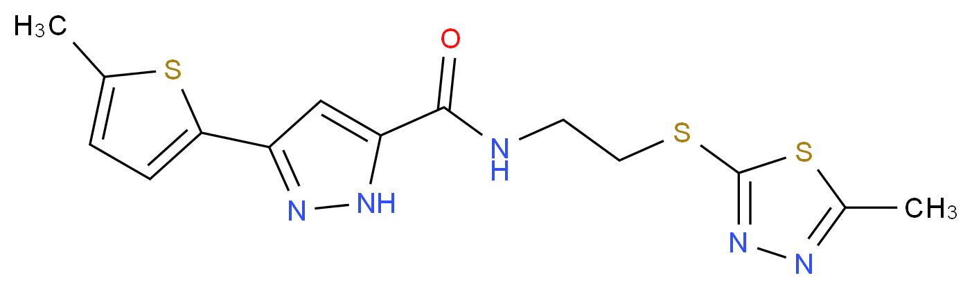 N-{2-[(5-methyl-1,3,4-thiadiazol-2-yl)thio]ethyl}-3-(5-methyl-2-thienyl)-1H-pyrazole-5-carboxamide_Molecular_structure_CAS_)