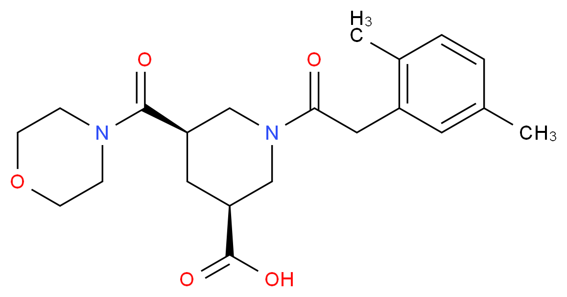 (3S*,5R*)-1-[(2,5-dimethylphenyl)acetyl]-5-(4-morpholinylcarbonyl)-3-piperidinecarboxylic acid_Molecular_structure_CAS_)