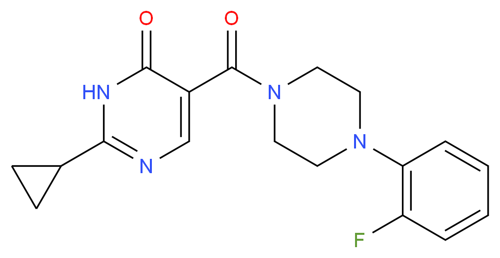2-cyclopropyl-5-{[4-(2-fluorophenyl)piperazin-1-yl]carbonyl}pyrimidin-4(3H)-one_Molecular_structure_CAS_)