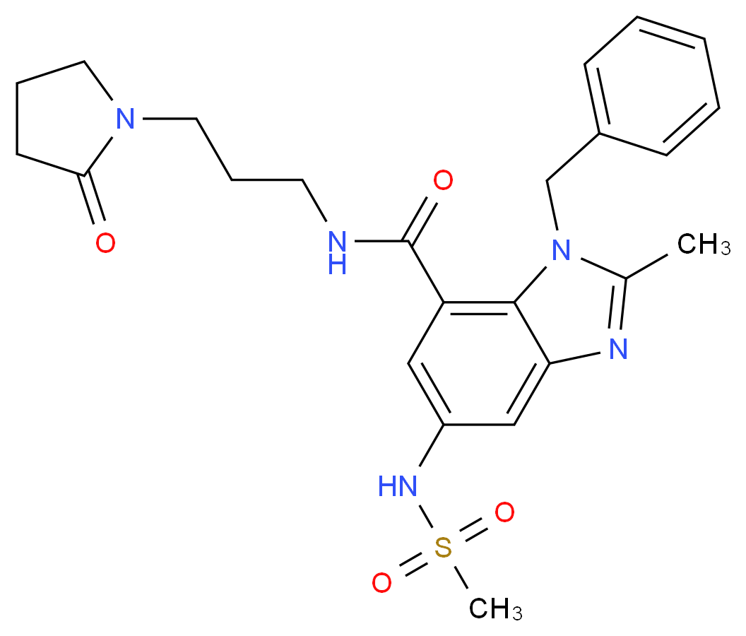 1-benzyl-2-methyl-5-[(methylsulfonyl)amino]-N-[3-(2-oxo-1-pyrrolidinyl)propyl]-1H-benzimidazole-7-carboxamide_Molecular_structure_CAS_)