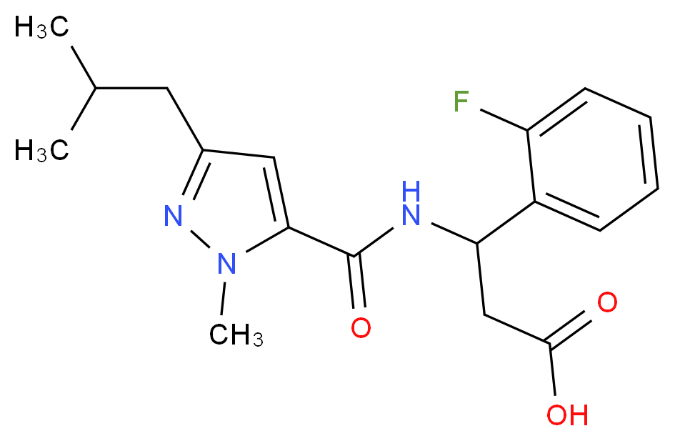 3-(2-fluorophenyl)-3-{[(3-isobutyl-1-methyl-1H-pyrazol-5-yl)carbonyl]amino}propanoic acid_Molecular_structure_CAS_)