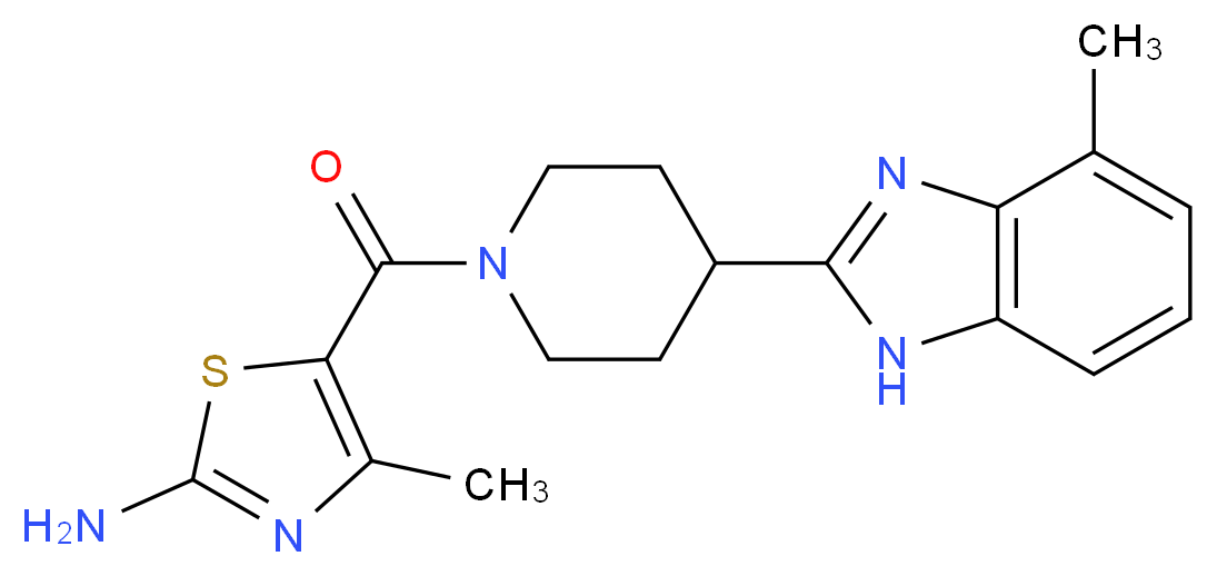 4-methyl-5-{[4-(4-methyl-1H-benzimidazol-2-yl)-1-piperidinyl]carbonyl}-1,3-thiazol-2-amine_Molecular_structure_CAS_)