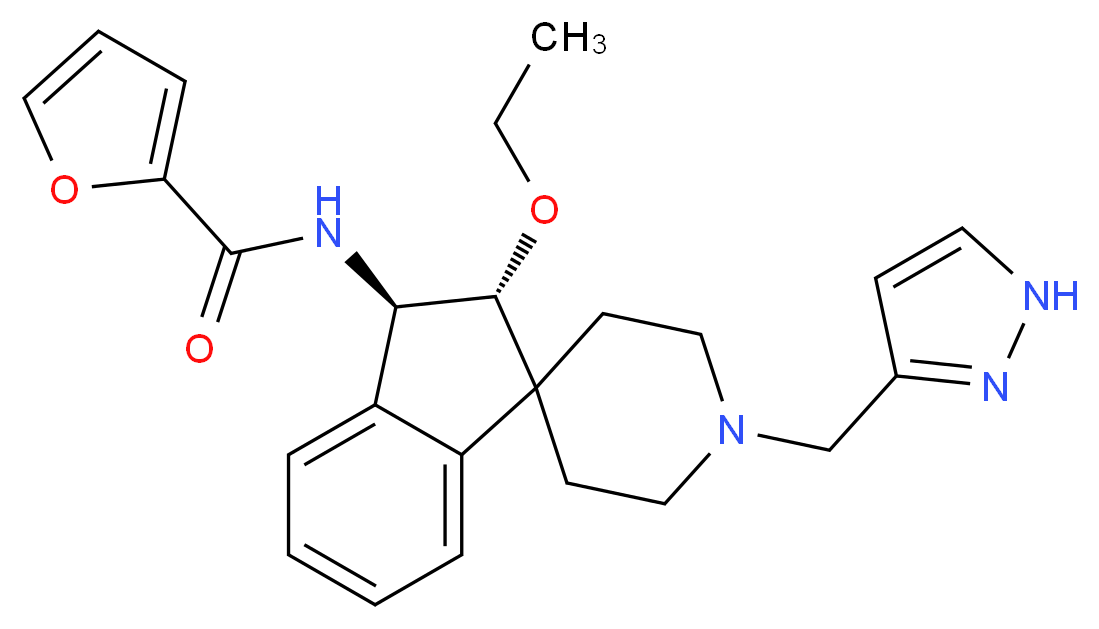 N-[(2R*,3R*)-2-ethoxy-1'-(1H-pyrazol-3-ylmethyl)-2,3-dihydrospiro[indene-1,4'-piperidin]-3-yl]-2-furamide_Molecular_structure_CAS_)