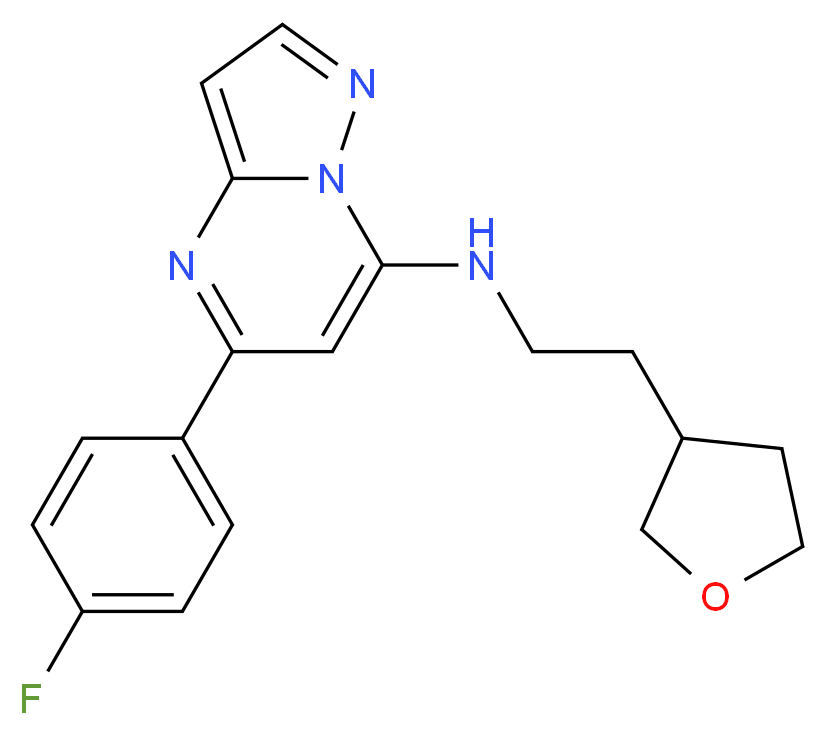 5-(4-fluorophenyl)-N-[2-(tetrahydro-3-furanyl)ethyl]pyrazolo[1,5-a]pyrimidin-7-amine_Molecular_structure_CAS_)