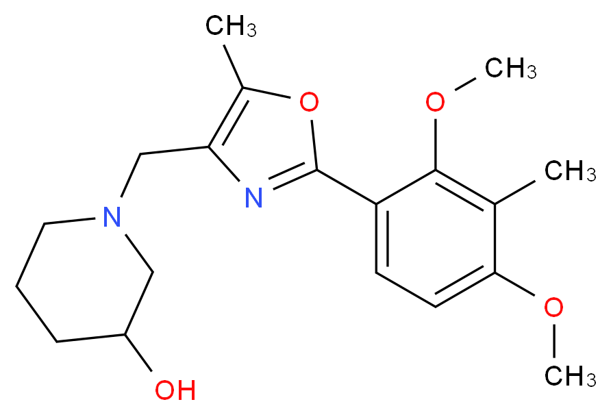 1-{[2-(2,4-dimethoxy-3-methylphenyl)-5-methyl-1,3-oxazol-4-yl]methyl}piperidin-3-ol_Molecular_structure_CAS_)