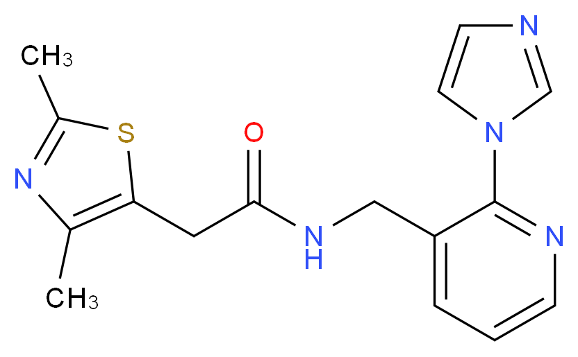 2-(2,4-dimethyl-1,3-thiazol-5-yl)-N-{[2-(1H-imidazol-1-yl)pyridin-3-yl]methyl}acetamide_Molecular_structure_CAS_)