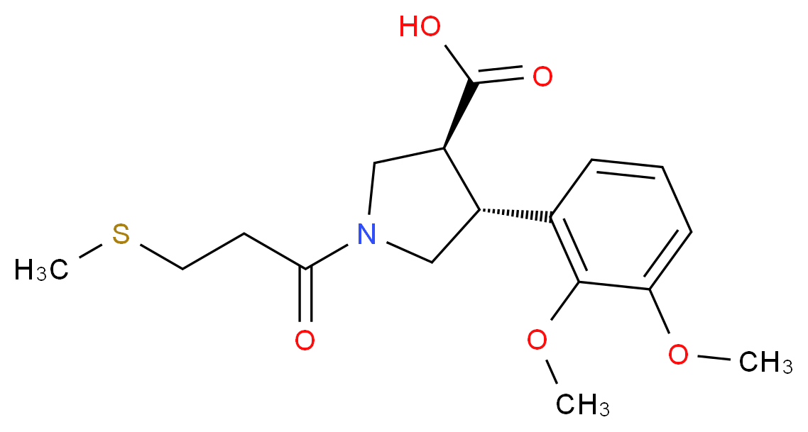 (3S*,4R*)-4-(2,3-dimethoxyphenyl)-1-[3-(methylthio)propanoyl]pyrrolidine-3-carboxylic acid_Molecular_structure_CAS_)