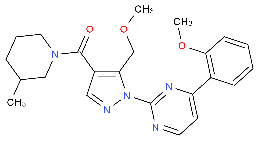 2-{5-(methoxymethyl)-4-[(3-methyl-1-piperidinyl)carbonyl]-1H-pyrazol-1-yl}-4-(2-methoxyphenyl)pyrimidine_Molecular_structure_CAS_)