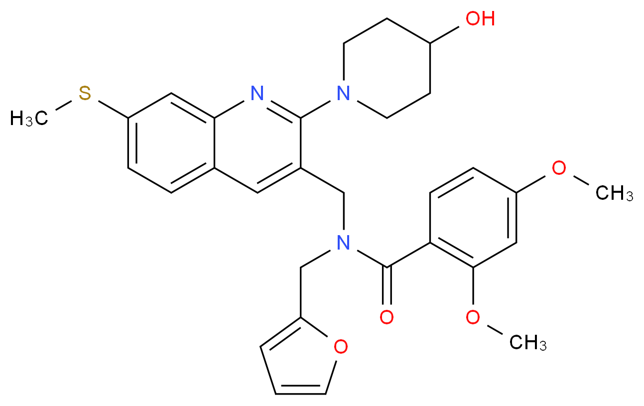N-(2-furylmethyl)-N-{[2-(4-hydroxy-1-piperidinyl)-7-(methylthio)-3-quinolinyl]methyl}-2,4-dimethoxybenzamide_Molecular_structure_CAS_)