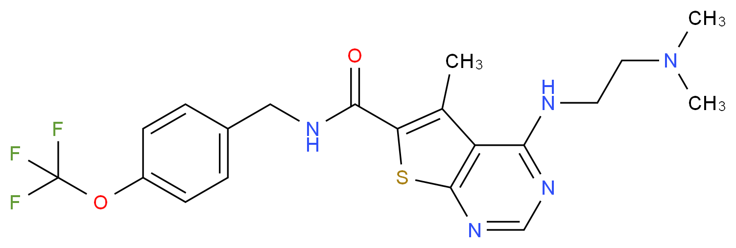 4-{[2-(dimethylamino)ethyl]amino}-5-methyl-N-[4-(trifluoromethoxy)benzyl]thieno[2,3-d]pyrimidine-6-carboxamide_Molecular_structure_CAS_)