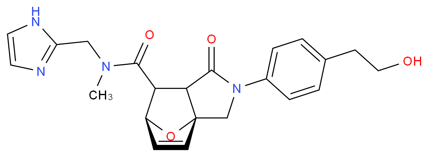(3aR*,6S*)-2-[4-(2-hydroxyethyl)phenyl]-N-(1H-imidazol-2-ylmethyl)-N-methyl-1-oxo-1,2,3,6,7,7a-hexahydro-3a,6-epoxyisoindole-7-carboxamide_Molecular_structure_CAS_)