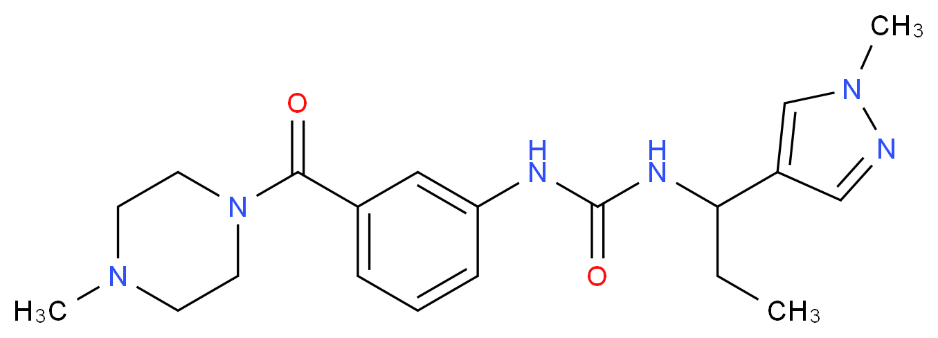 N-{3-[(4-methylpiperazin-1-yl)carbonyl]phenyl}-N'-[1-(1-methyl-1H-pyrazol-4-yl)propyl]urea_Molecular_structure_CAS_)