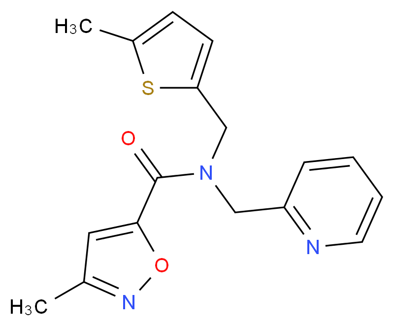 3-methyl-N-[(5-methyl-2-thienyl)methyl]-N-(pyridin-2-ylmethyl)isoxazole-5-carboxamide_Molecular_structure_CAS_)