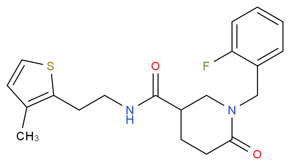 1-(2-fluorobenzyl)-N-[2-(3-methyl-2-thienyl)ethyl]-6-oxo-3-piperidinecarboxamide_Molecular_structure_CAS_)