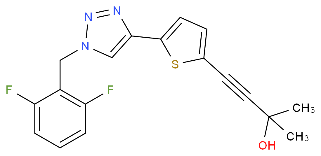 4-{5-[1-(2,6-difluorobenzyl)-1H-1,2,3-triazol-4-yl]-2-thienyl}-2-methylbut-3-yn-2-ol_Molecular_structure_CAS_)