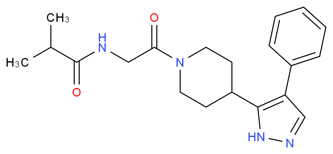 2-methyl-N-{2-oxo-2-[4-(4-phenyl-1H-pyrazol-5-yl)piperidin-1-yl]ethyl}propanamide (non-preferred name)_Molecular_structure_CAS_)