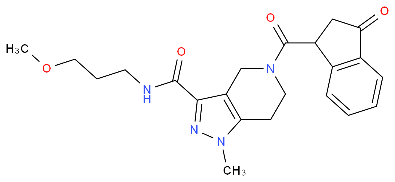 N-(3-methoxypropyl)-1-methyl-5-[(3-oxo-2,3-dihydro-1H-inden-1-yl)carbonyl]-4,5,6,7-tetrahydro-1H-pyrazolo[4,3-c]pyridine-3-carboxamide_Molecular_structure_CAS_)