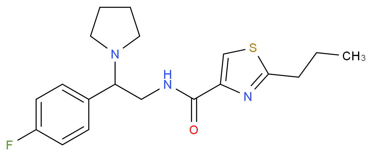 N-[2-(4-fluorophenyl)-2-(1-pyrrolidinyl)ethyl]-2-propyl-1,3-thiazole-4-carboxamide_Molecular_structure_CAS_)