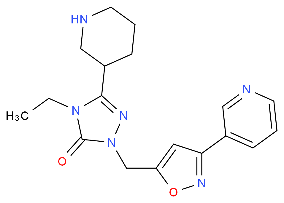 4-ethyl-5-piperidin-3-yl-2-[(3-pyridin-3-ylisoxazol-5-yl)methyl]-2,4-dihydro-3H-1,2,4-triazol-3-one_Molecular_structure_CAS_)