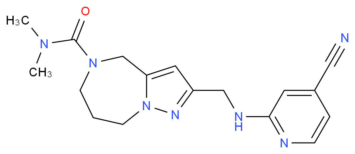 2-{[(4-cyanopyridin-2-yl)amino]methyl}-N,N-dimethyl-7,8-dihydro-4H-pyrazolo[1,5-a][1,4]diazepine-5(6H)-carboxamide_Molecular_structure_CAS_)