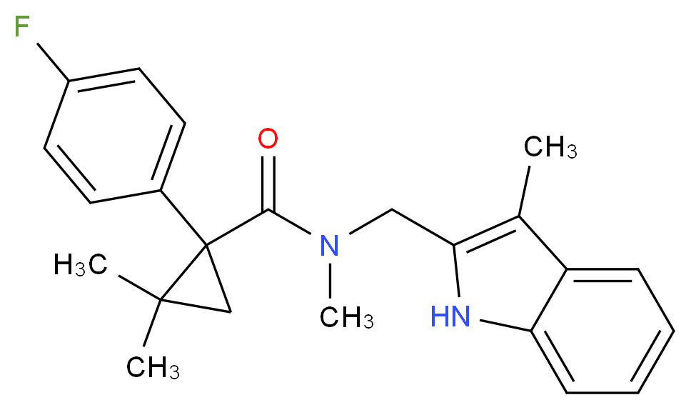 1-(4-fluorophenyl)-N,2,2-trimethyl-N-[(3-methyl-1H-indol-2-yl)methyl]cyclopropanecarboxamide_Molecular_structure_CAS_)