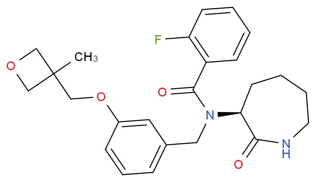 2-fluoro-N-{3-[(3-methyl-3-oxetanyl)methoxy]benzyl}-N-[(3S)-2-oxo-3-azepanyl]benzamide_Molecular_structure_CAS_)