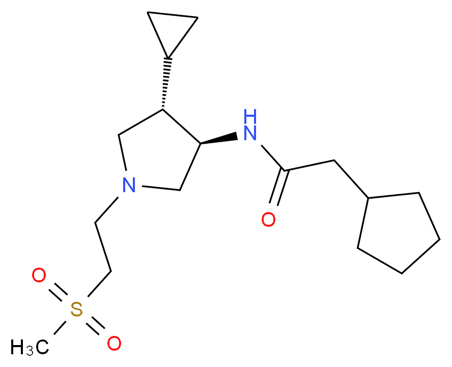 2-cyclopentyl-N-{(3R*,4S*)-4-cyclopropyl-1-[2-(methylsulfonyl)ethyl]-3-pyrrolidinyl}acetamide_Molecular_structure_CAS_)