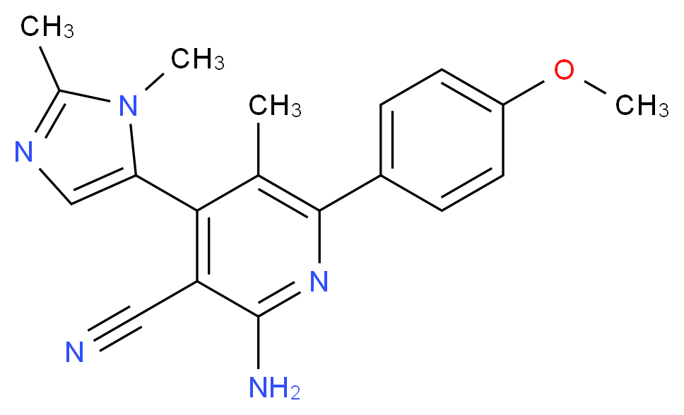 2-amino-4-(1,2-dimethyl-1H-imidazol-5-yl)-6-(4-methoxyphenyl)-5-methylnicotinonitrile_Molecular_structure_CAS_)