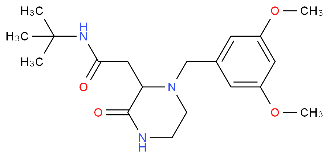 N-(tert-butyl)-2-[1-(3,5-dimethoxybenzyl)-3-oxo-2-piperazinyl]acetamide_Molecular_structure_CAS_)