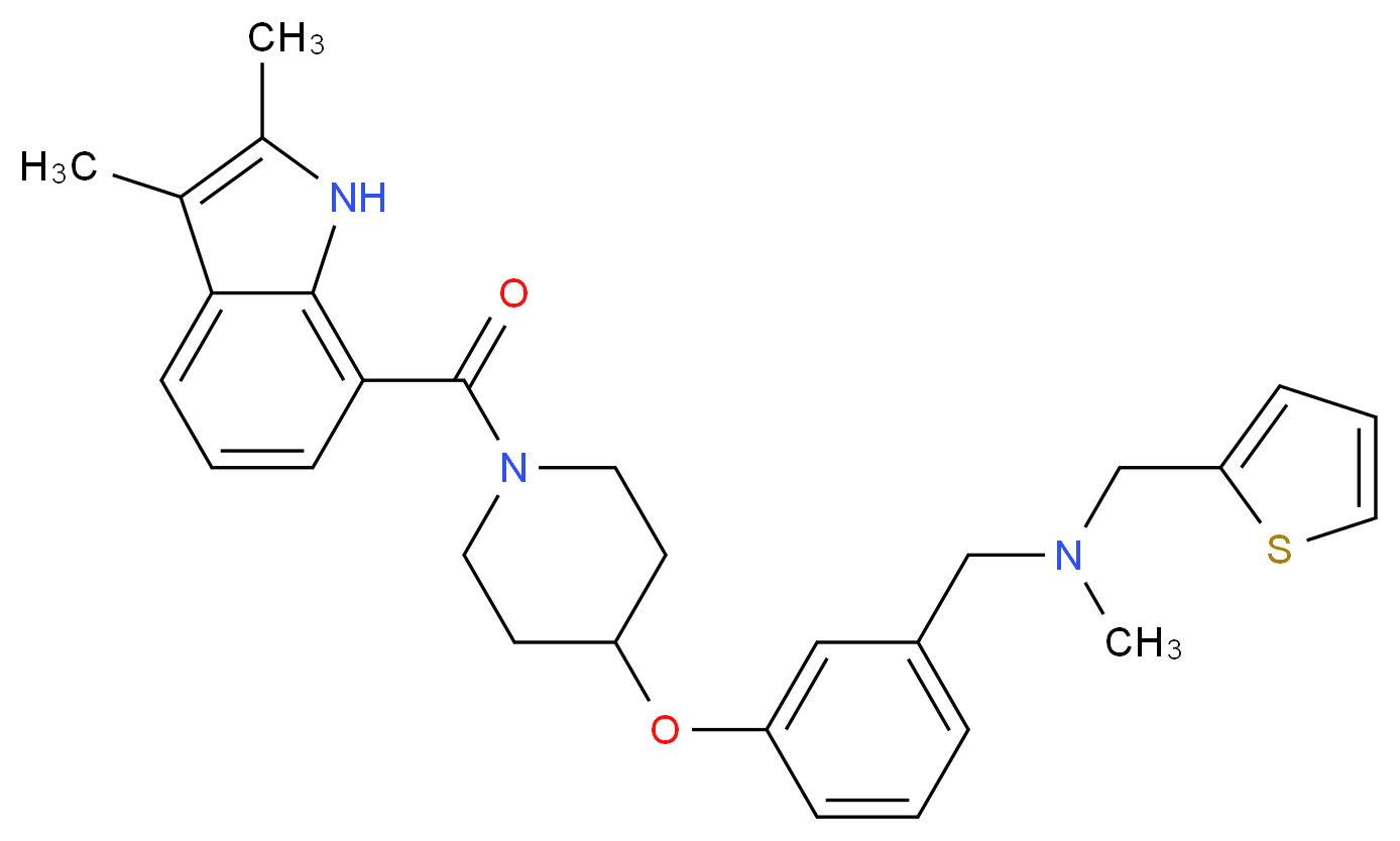 1-[3-({1-[(2,3-dimethyl-1H-indol-7-yl)carbonyl]-4-piperidinyl}oxy)phenyl]-N-methyl-N-(2-thienylmethyl)methanamine_Molecular_structure_CAS_)