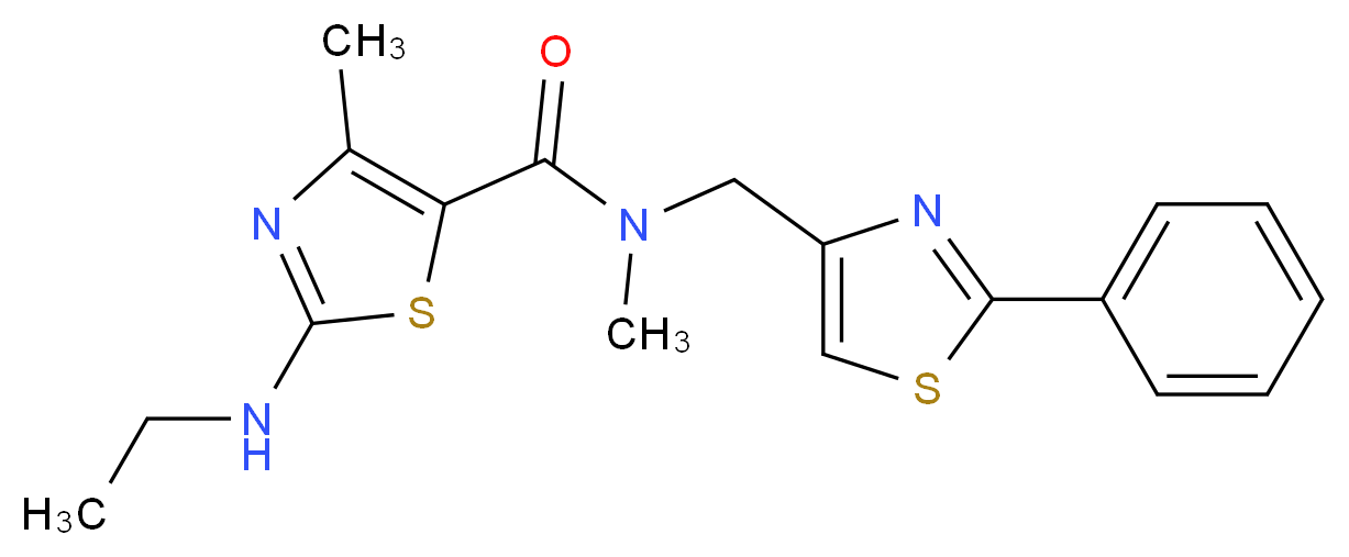 2-(ethylamino)-N,4-dimethyl-N-[(2-phenyl-1,3-thiazol-4-yl)methyl]-1,3-thiazole-5-carboxamide_Molecular_structure_CAS_)