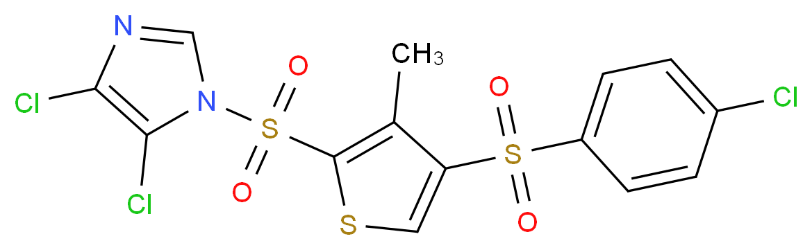 4,5-dichloro-1-({4-[(4-chlorophenyl)sulphonyl]-3-methyl-2-thienyl}sulphonyl)-1H-imidazole_Molecular_structure_CAS_)