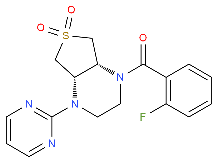 (4aS*,7aR*)-1-(2-fluorobenzoyl)-4-pyrimidin-2-yloctahydrothieno[3,4-b]pyrazine 6,6-dioxide_Molecular_structure_CAS_)