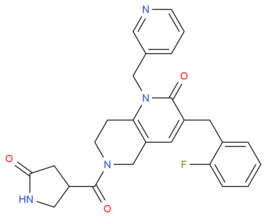 3-(2-fluorobenzyl)-6-[(5-oxo-3-pyrrolidinyl)carbonyl]-1-(3-pyridinylmethyl)-5,6,7,8-tetrahydro-1,6-naphthyridin-2(1H)-one_Molecular_structure_CAS_)