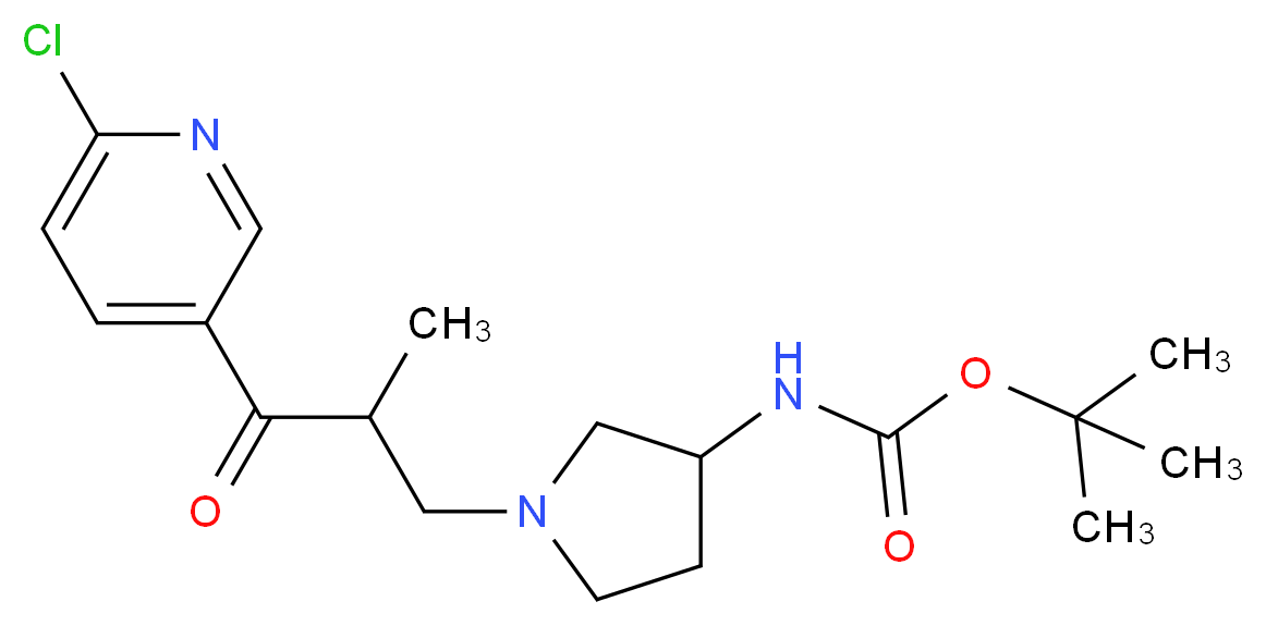 3-(3-N-BOC-AMINO-PYRROLIDIN-1-YL)-1-(6-CHLORO-PYRIDIN-3-YL)-2-METHYL-PROPAN-1-ONE_Molecular_structure_CAS_886364-19-8)