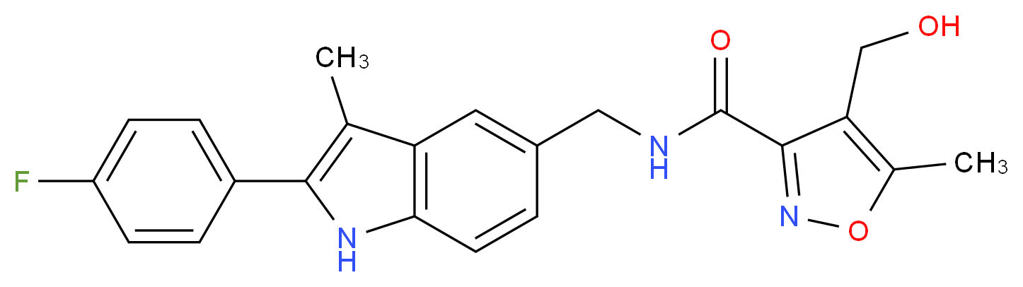 N-{[2-(4-fluorophenyl)-3-methyl-1H-indol-5-yl]methyl}-4-(hydroxymethyl)-5-methylisoxazole-3-carboxamide_Molecular_structure_CAS_)