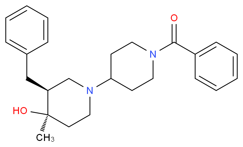 (3S*,4R*)-1'-benzoyl-3-benzyl-4-methyl-1,4'-bipiperidin-4-ol_Molecular_structure_CAS_)