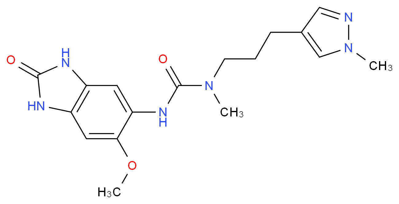 N'-(6-methoxy-2-oxo-2,3-dihydro-1H-benzimidazol-5-yl)-N-methyl-N-[3-(1-methyl-1H-pyrazol-4-yl)propyl]urea_Molecular_structure_CAS_)