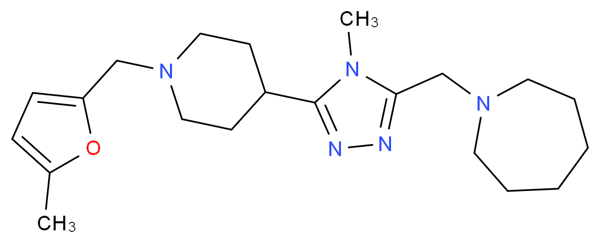 1-[(4-methyl-5-{1-[(5-methyl-2-furyl)methyl]piperidin-4-yl}-4H-1,2,4-triazol-3-yl)methyl]azepane_Molecular_structure_CAS_)