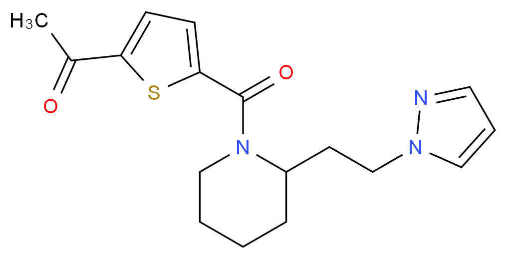 1-[5-({2-[2-(1H-pyrazol-1-yl)ethyl]-1-piperidinyl}carbonyl)-2-thienyl]ethanone_Molecular_structure_CAS_)