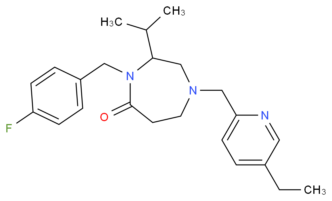 1-[(5-ethyl-2-pyridinyl)methyl]-4-(4-fluorobenzyl)-3-isopropyl-1,4-diazepan-5-one_Molecular_structure_CAS_)